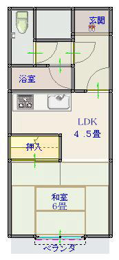 サンパレス1DK間取